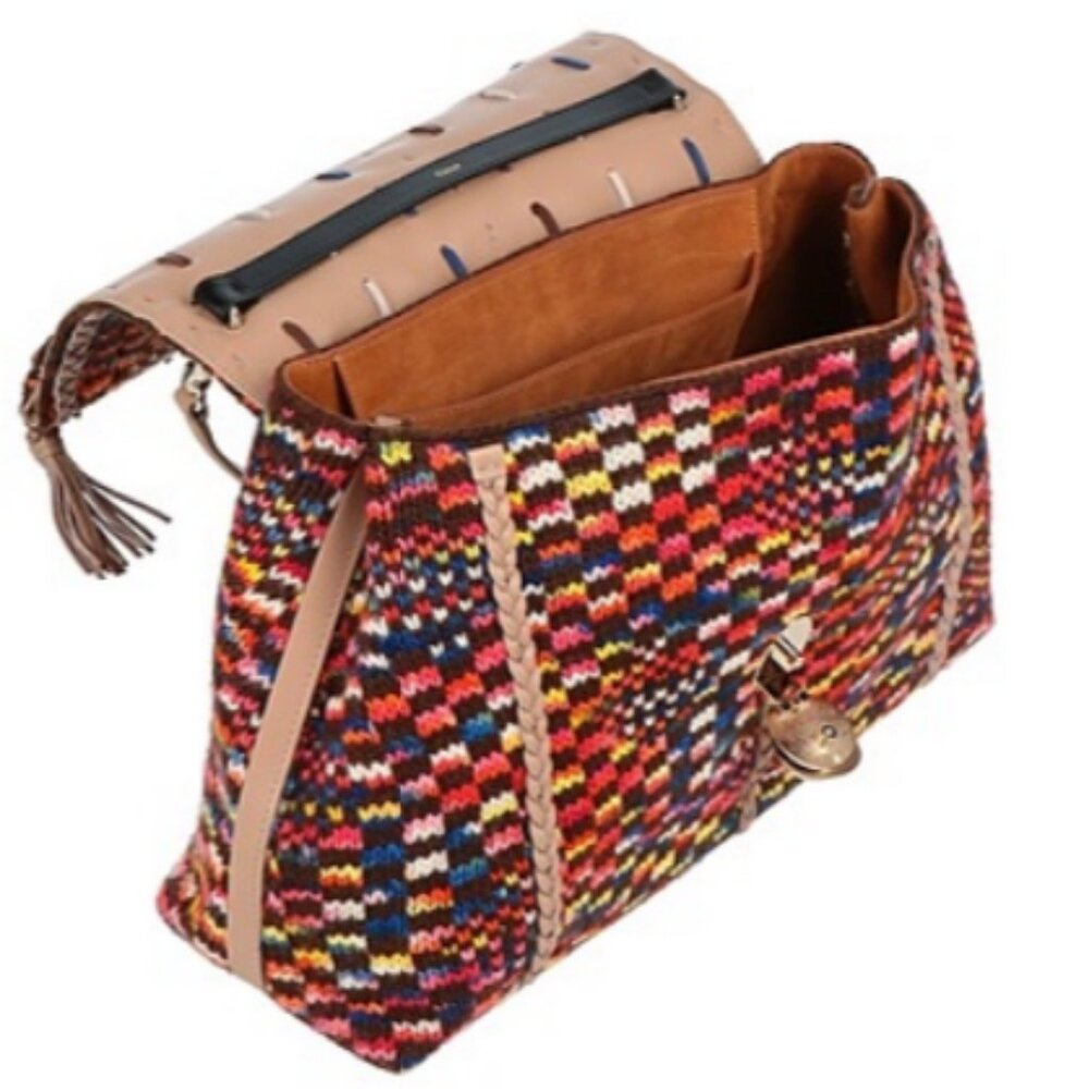 Chloé Penelope Large Braided Wool Leather Shoulder Bag Multicolor - Picture 3 of 14